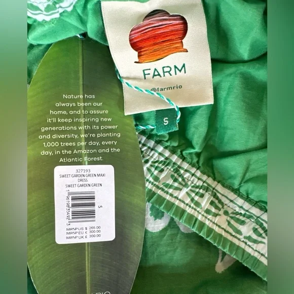 FARM RIO Sweet Garden Green Maxi Dress in Sweet Garden Green, Size S. - Picture 9 of 16